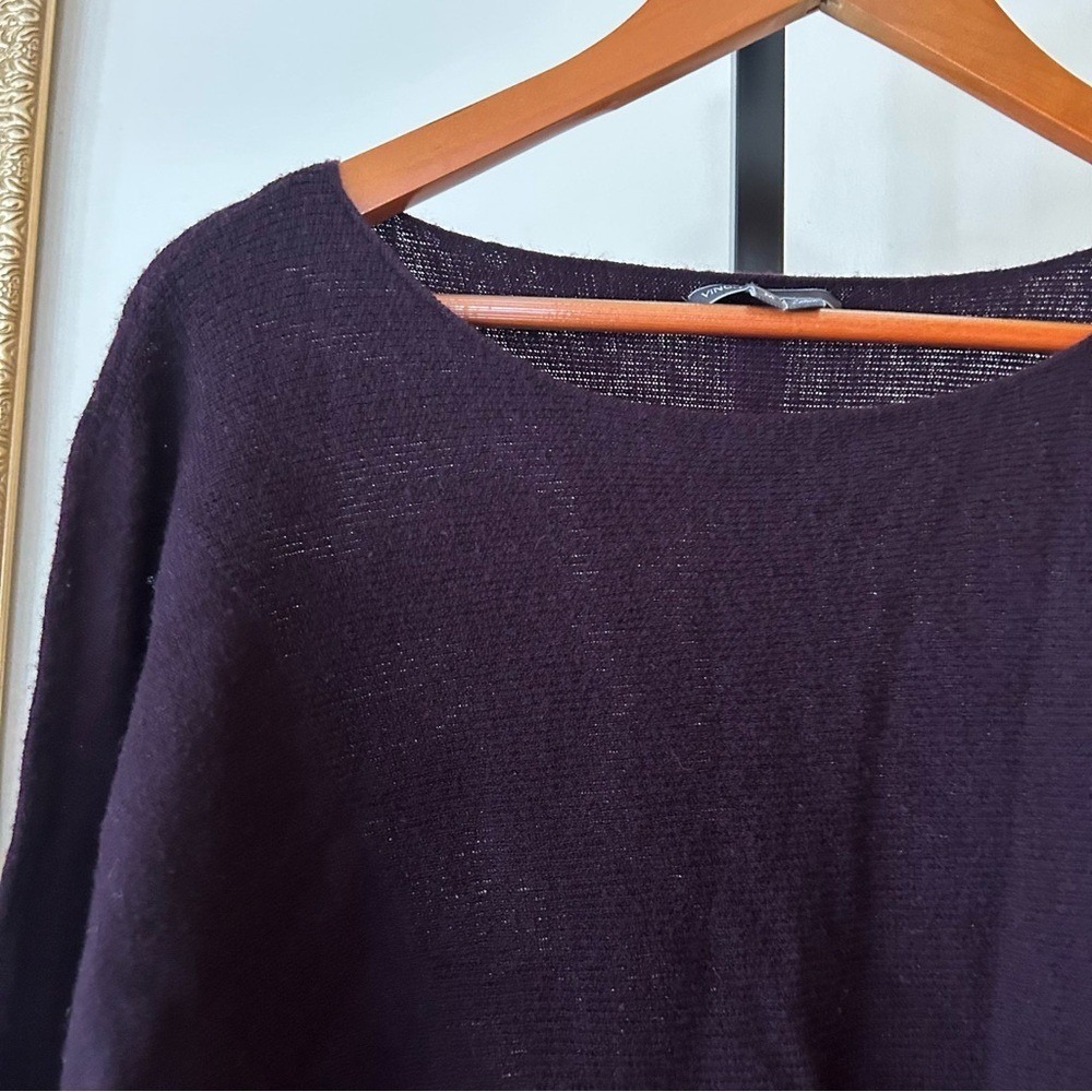 Vince Cashmere Wool Slouchy Boatneck Sweater Long Sleeve Top Plum Purple Size M